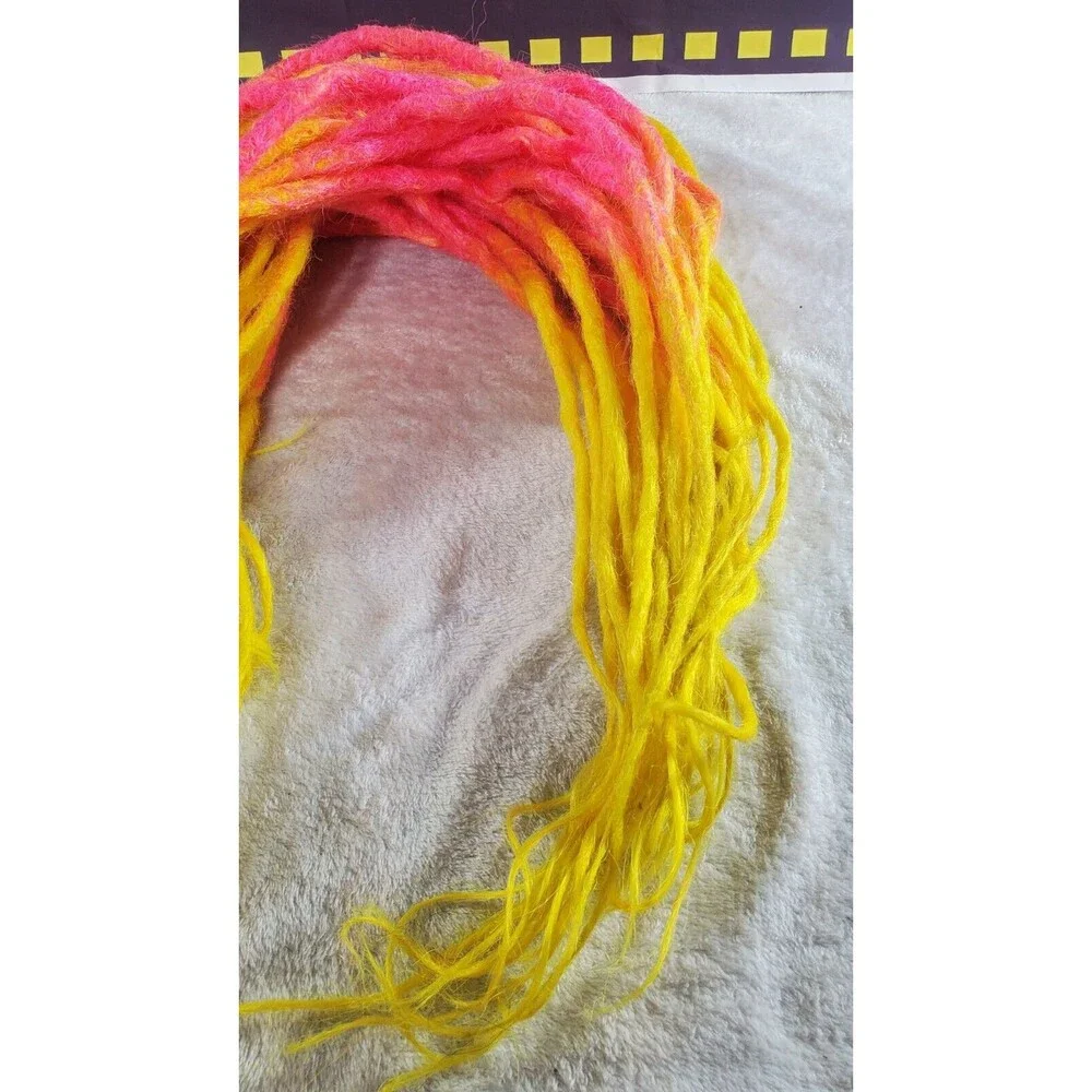 Pink Yellow Double Ended FULL HEAD Synthetic Crotchet Dreadlocks 45 Pieces